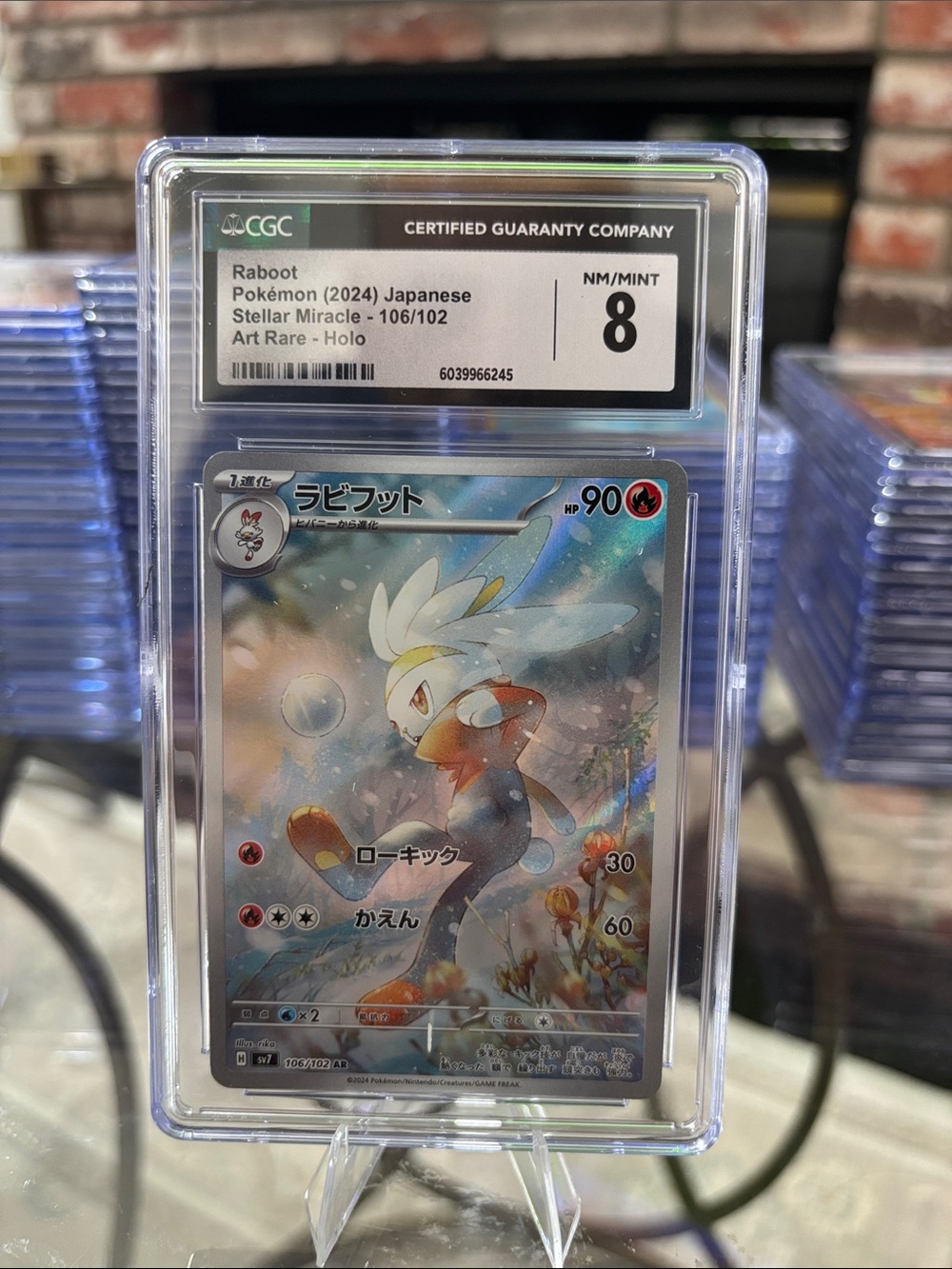 CGC 8 Raboot Art Rare Pokemon Japanese Stellar Miracle SV7 106/102